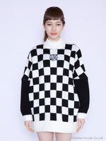 checker big knit dress/PINK×PINK