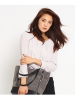 [L]パウダリージョーゼットブラウス/ホワイト(001)