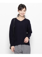 Vネックニットプルオーバー/ダークブラウン(043)