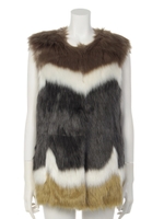 カラーブロックファーベスト/GREY MID