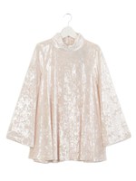 ベロアスタンドカラーワンピ/ホワイト