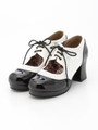 レースアップパンプス/ブラックホワイト