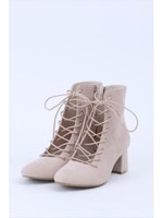 レースアップブーツ/ベージュ