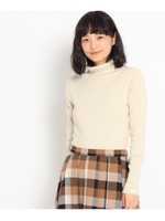 吸湿発熱リボンタートルニット/ライトベージュ(051)