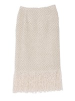 モールツイード フリンジスカート/キャメル