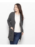 Vネックメランジニットロングカーディガン/グレー(412)