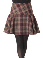 チェック柄セミフレアスカート/レッド