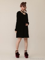 チョーカー風リボンワンピ/ブラック