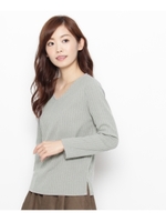 ワイドテレコVネックニット/アイボリー(004)