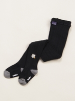 刺繍 配色タイツ/ブラック