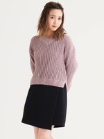 ベルト付巻き台形スカート/キャメル