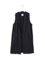 リネン混ロングジレジャケット/カーキ(027)