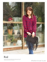 チェックチュニックワンピース/ブラック