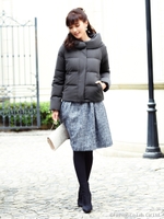 バックリボンショートダウンコート/パウダーベージュ(C)