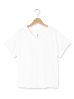 重ねドロップ袖Vネックプルオーバー/サックス(090)