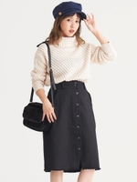 【relaxing line】前ボタンスカート/カーキグリーン