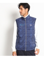 チェック柄デュアルヒート中綿ダウンベスト/ネイビー(993)