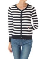 【AZULbymoussy】Ny/C/Wバックスバニー長袖カーデ/柄BLK