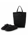 トート付きリボンヒールスリッパ/ブラック(019)