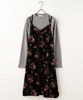 ベロアキャミワンピ×インナーセット(無地/花柄)