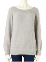 ボートネックシャギーニットトップス/グレー