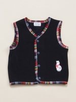 アルパカのアン刺繍 フリース起毛 ベスト/ネイビー