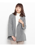 ベルトつきフーデットラップカーディガン/キャメル(041)