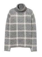 チェックニットタートルトップ/BLACK