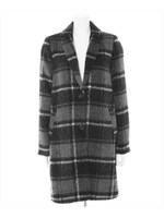 シャギーチェックチェスターコート/チャコールグレー