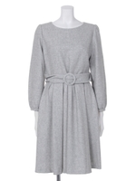 共ベルト付フレアワンピース/グレー