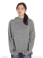 ボトルネックドルマンニット/杢グレー