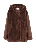 フードフェイクファーコート/BROWN