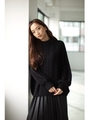 【AZUL by moussy】Aライン袖パフケーブルプルオーバー/BLK