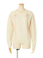 【F i.n.t】ダブルリボンケーブルニットプルオーバー/GRAY