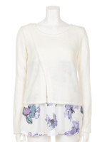 スリットフラワーチュニックTOP/WHT
