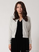 ネコ毛ショートカーデ/ベージュ