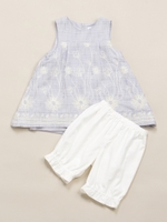 耳柄刺繍 チュニック+パンツset/グレー