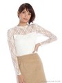 ハイネックレースプルオーバーTOPS/ブラック