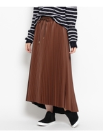 レザー調細プリーツスカート/レンガ(069)