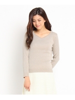 Vネックラメニットプルオーバー/ロイヤルパープル(082)