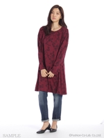 ローズプリントMIXワンピース/ブラック