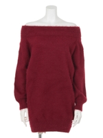 フェザーオフショルダールーズワンピース/ブラック