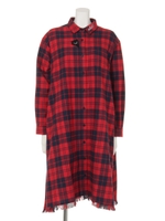 ひょっこりコビニャーフリンジチェックシャツ/サックス