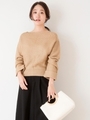 7Gボートネックプルオーバー/ベージュ