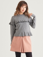 ♭TフロントZIP台形スカート/C/グレー