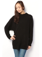 【AZUL by moussy】FCTチビハイネックドルマンチュニックPO/BLK