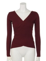 カシュクールリブニットTOPS/ワイン