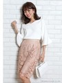 カラーレースタイトスカート(ピンク/キャメル)/ライトベージュ