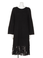 ニットフリンジワンピ/Black