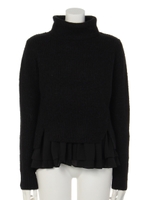 フリルヘムタートルニットTOP/BLK